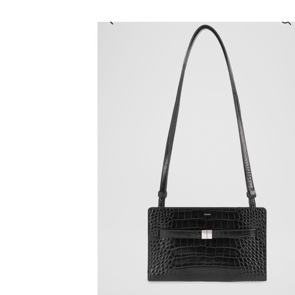 Toteme Handbags - Toteme T-Lock Clutch Black Croc Embossed Leather Bag 261-WAM0052-LE0076